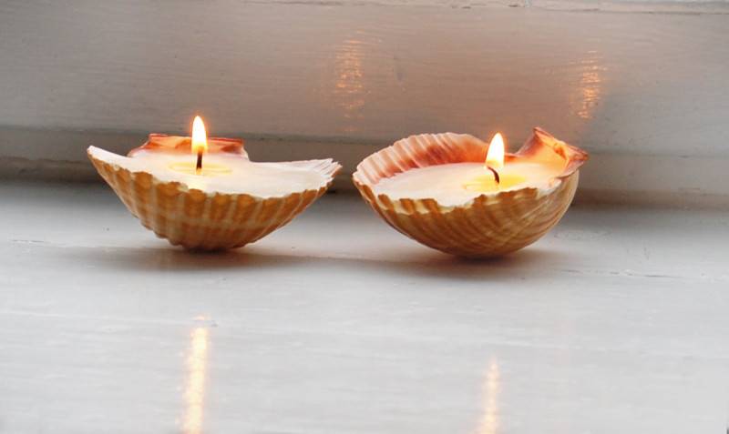 Gorgeous DIY Shell Candles for Your Beach Wedding