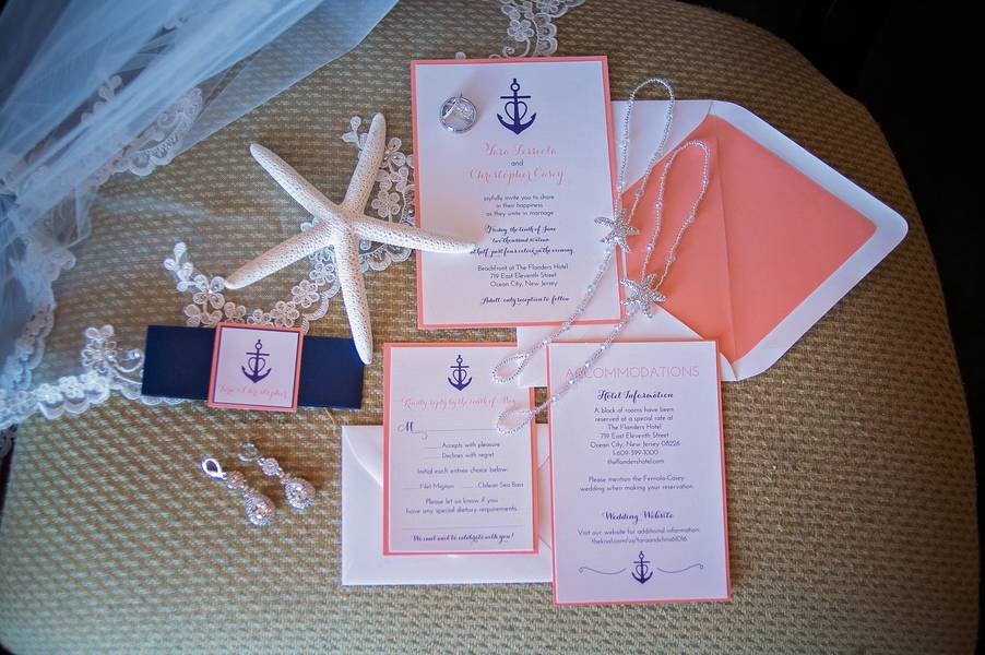 Pink and Navy Nautical Beach Wedding
