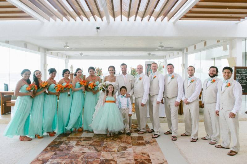 Aqua + Tangerine Wedding in Cancun