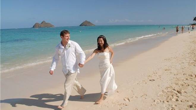 Bride and Groom on Beach