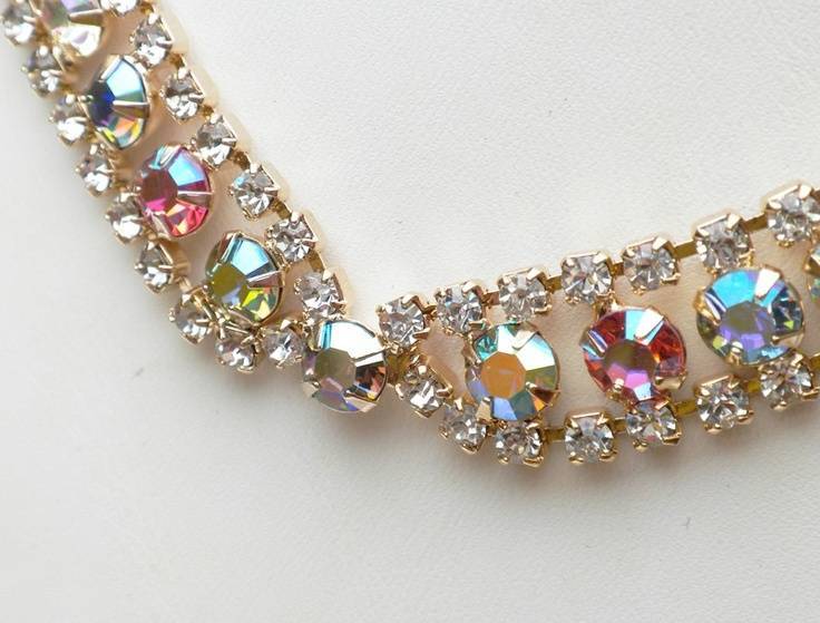 Aurora Borealis Rhinestone Collar Necklace