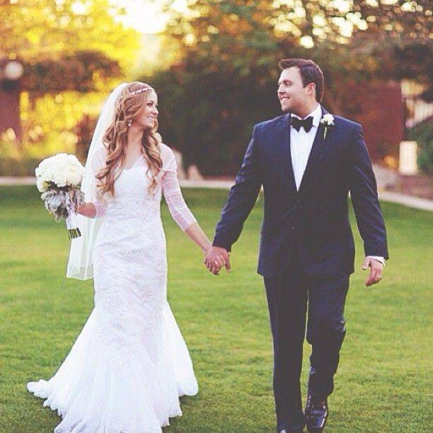 Bride and Groom Holding Hands, Walking