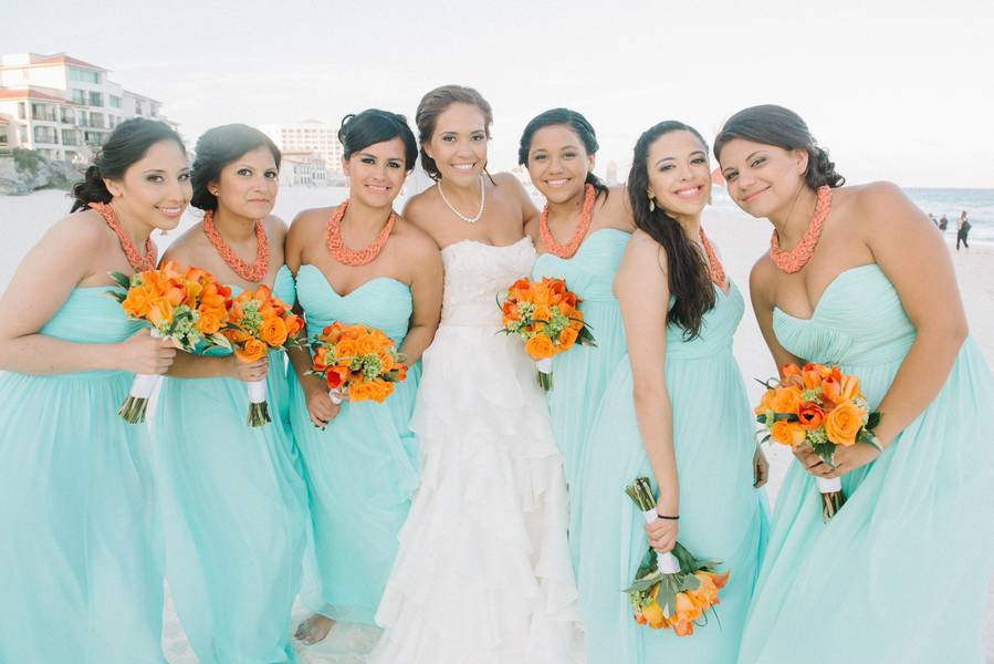 Aqua + Tangerine Wedding in Cancun