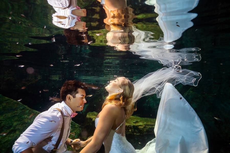 Cenote and Beach Trash the Dress