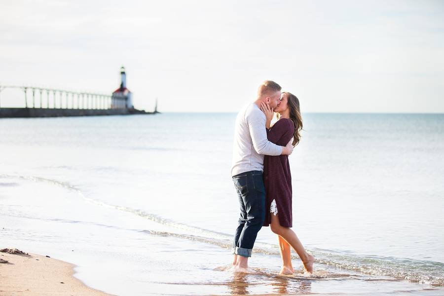 Beach Lighthouse Engagement Session