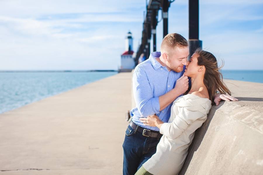 Beach Lighthouse Engagement Session