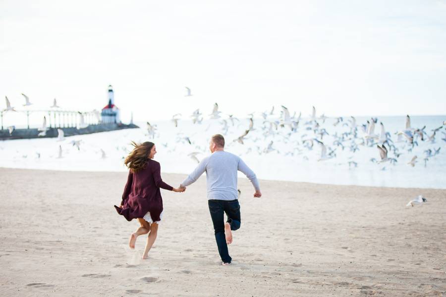 Beach Lighthouse Engagement Session