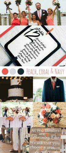 Peach Coral Navy Most Beautiful Beach Wedding Color Schemes
