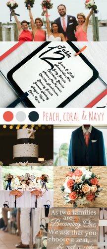 Peach Coral Navy Most Beautiful Beach Wedding Color Schemes