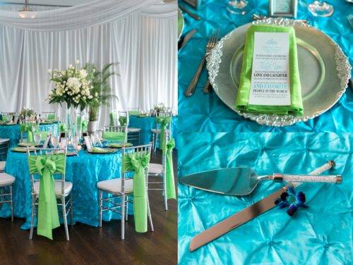 Table Arrangements Blue and Green
