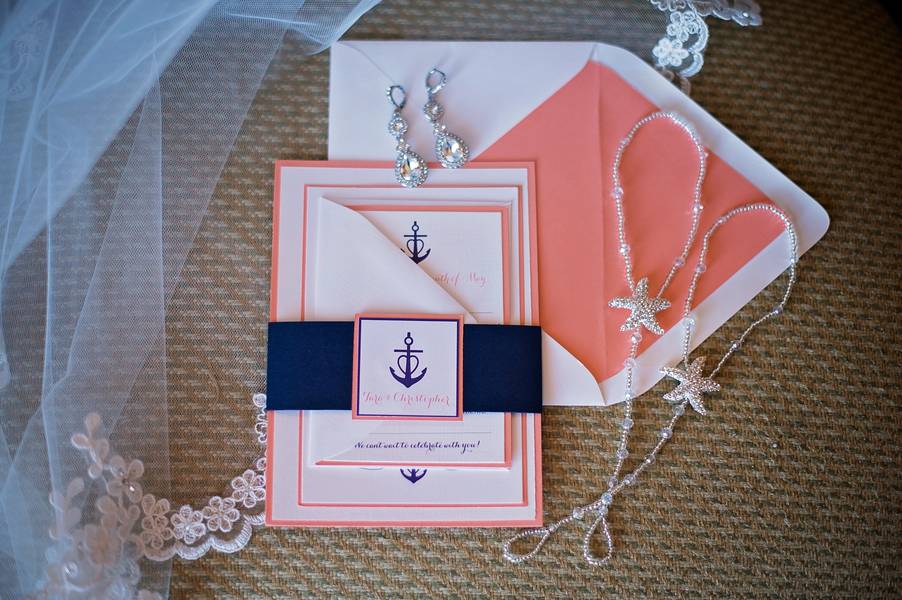 Pink and Navy Nautical Beach Wedding