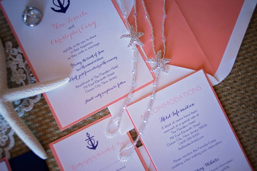 Pink and Navy Nautical Beach Wedding