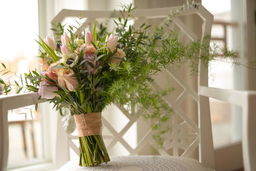 Beautiful Blushing Bride by the Winter Seaside