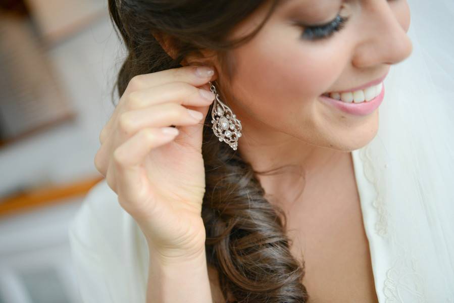 Beautiful Blushing Bride by the Winter Seaside