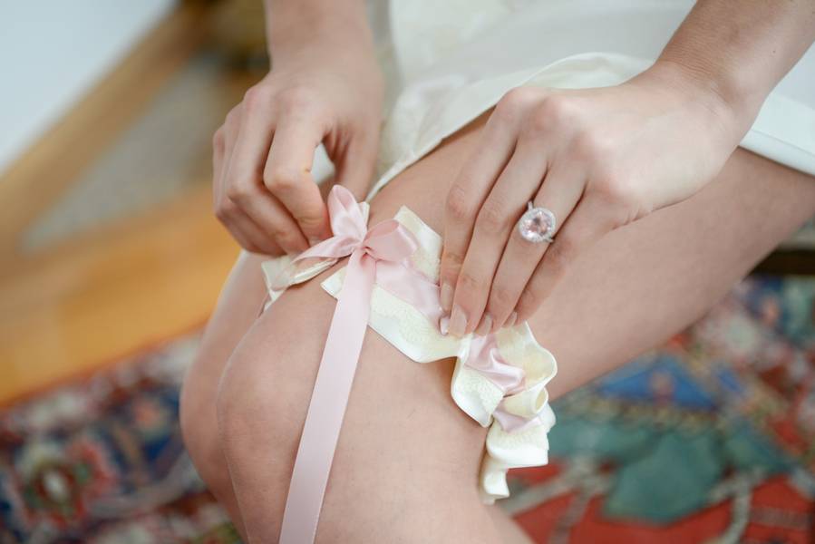 Beautiful Blushing Bride by the Winter Seaside