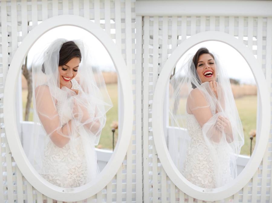 Beautiful Blushing Bride by the Winter Seaside