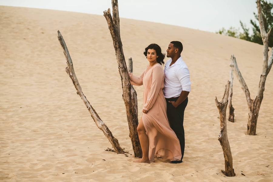 Chic Bohemian Sand Dune Engagement Session