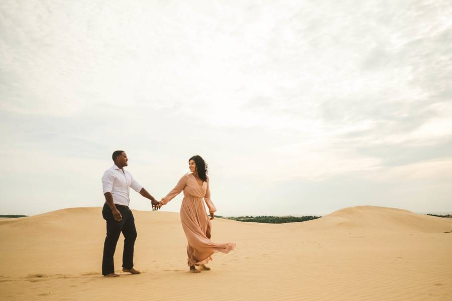 Chic Bohemian Sand Dune Engagement Session