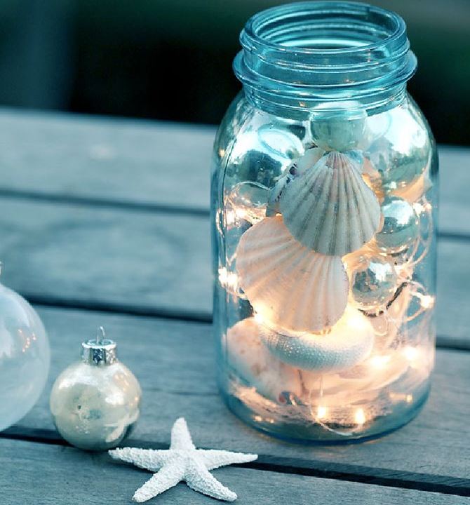 beach christmas mason jar