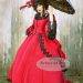 Red Gothic Wedding Dress with Parasol